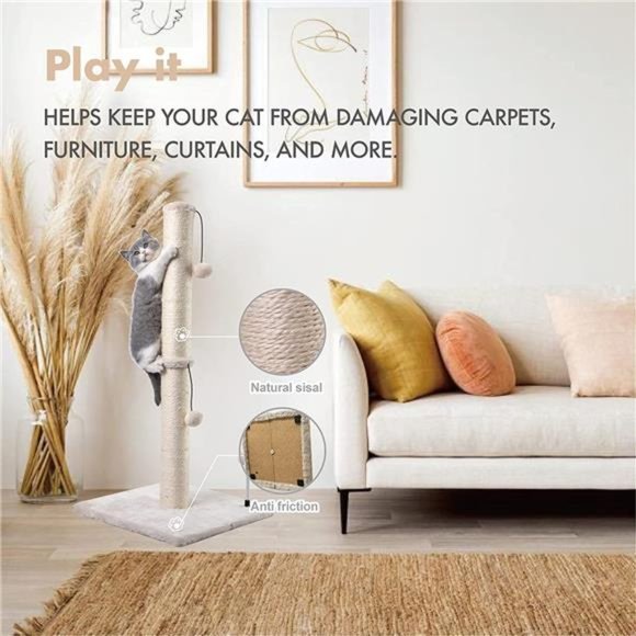 34” Tall Cat Scratching Post Premium Basics Kitten Scratcher Sisal Scratch Posts - Picture 2 of 7